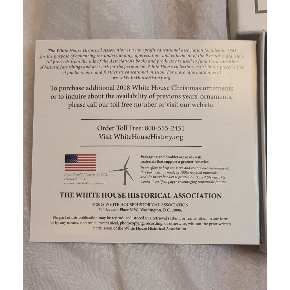 The White House Historical Association 2018 Christmas Ornament with COA - Picture 5 of 9